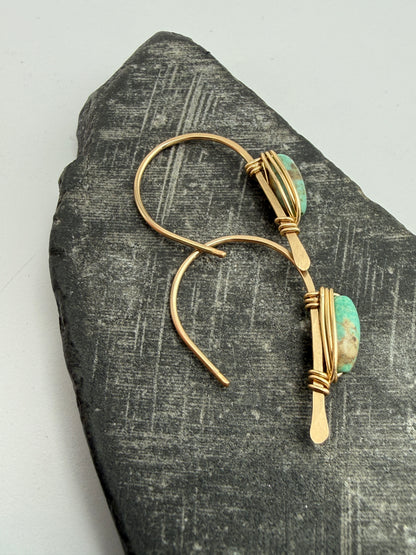Hand-forged Gold Arch Earrings | Sleeping Beauty Turquoise