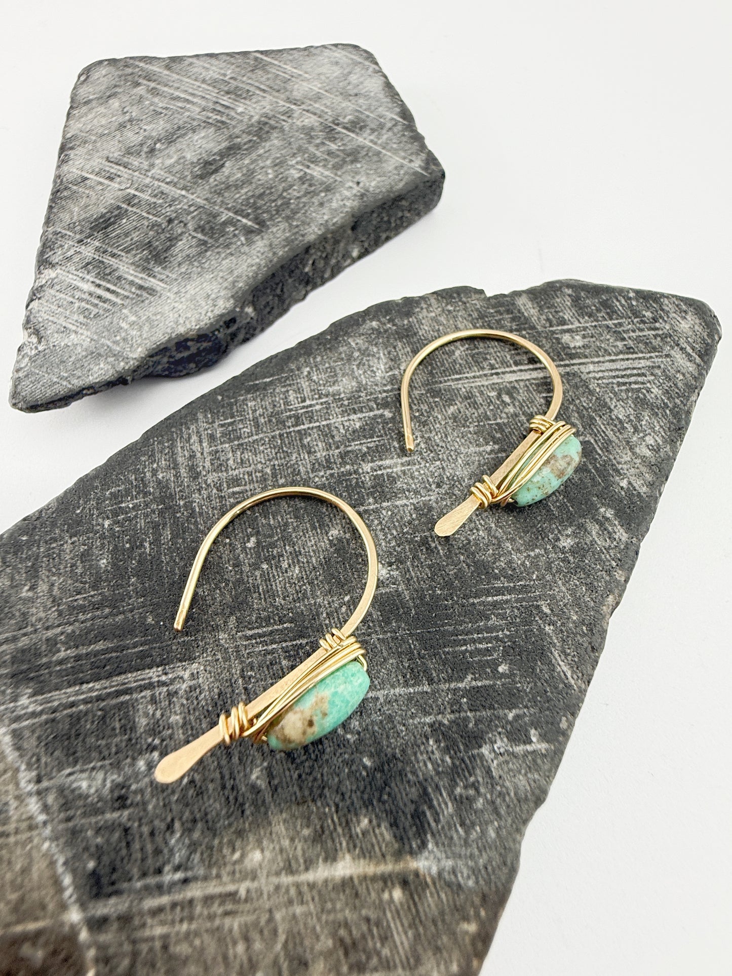Hand-forged Gold Arch Earrings | Sleeping Beauty Turquoise