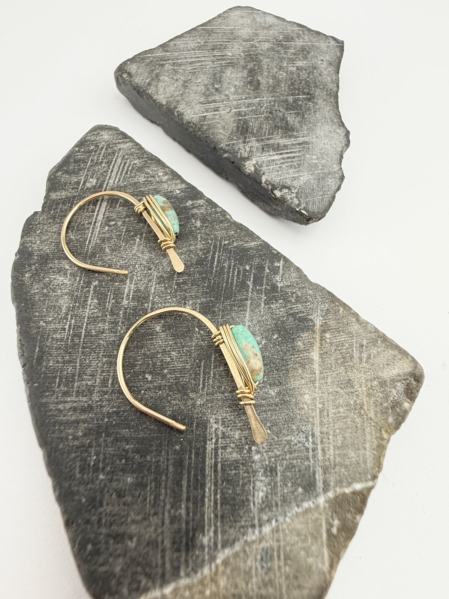 Hand-forged Gold Arch Earrings | Sleeping Beauty Turquoise