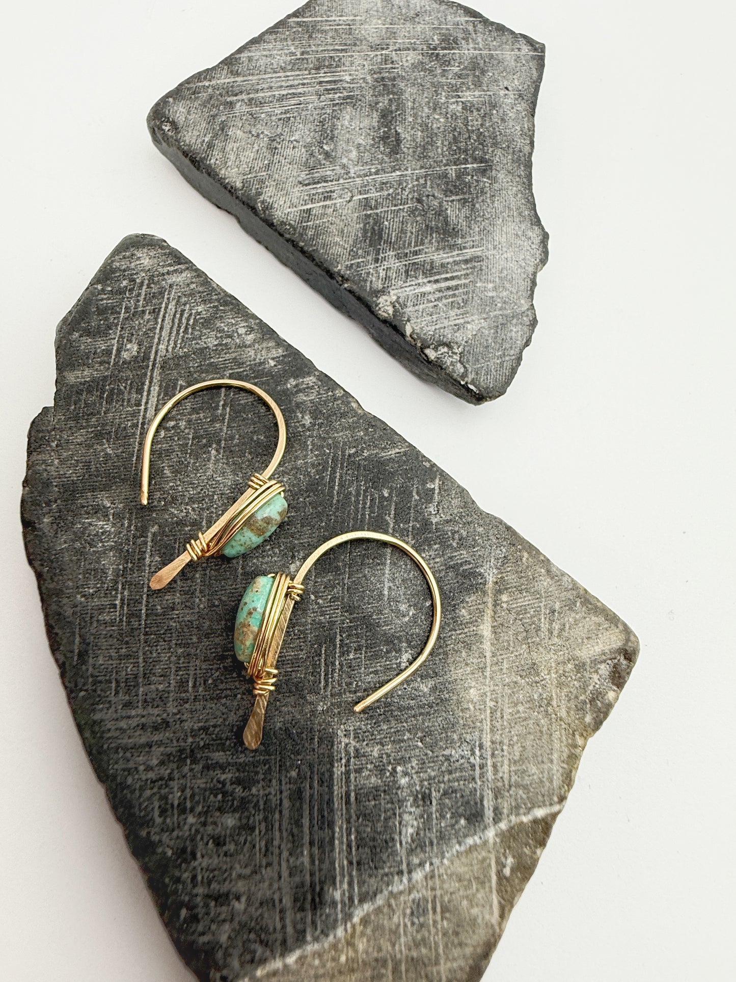 Hand-forged Gold Arch Earrings | Sleeping Beauty Turquoise