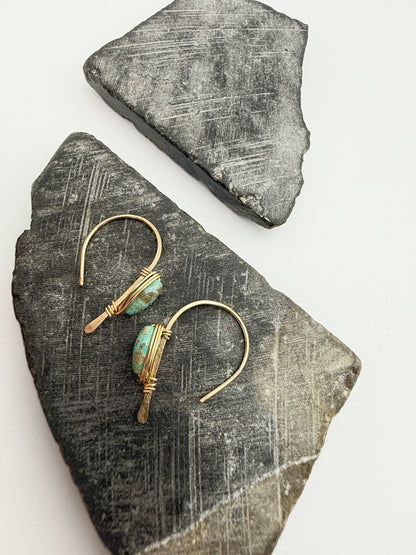 Hand-forged Gold Arch Earrings | Sleeping Beauty Turquoise