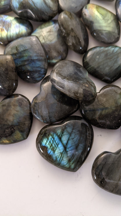Labradorite Heart Stone| Healing Crystals | Chakra Stones | Worry Stone | Palm Stone | Heart Stone | Crystal Gifts