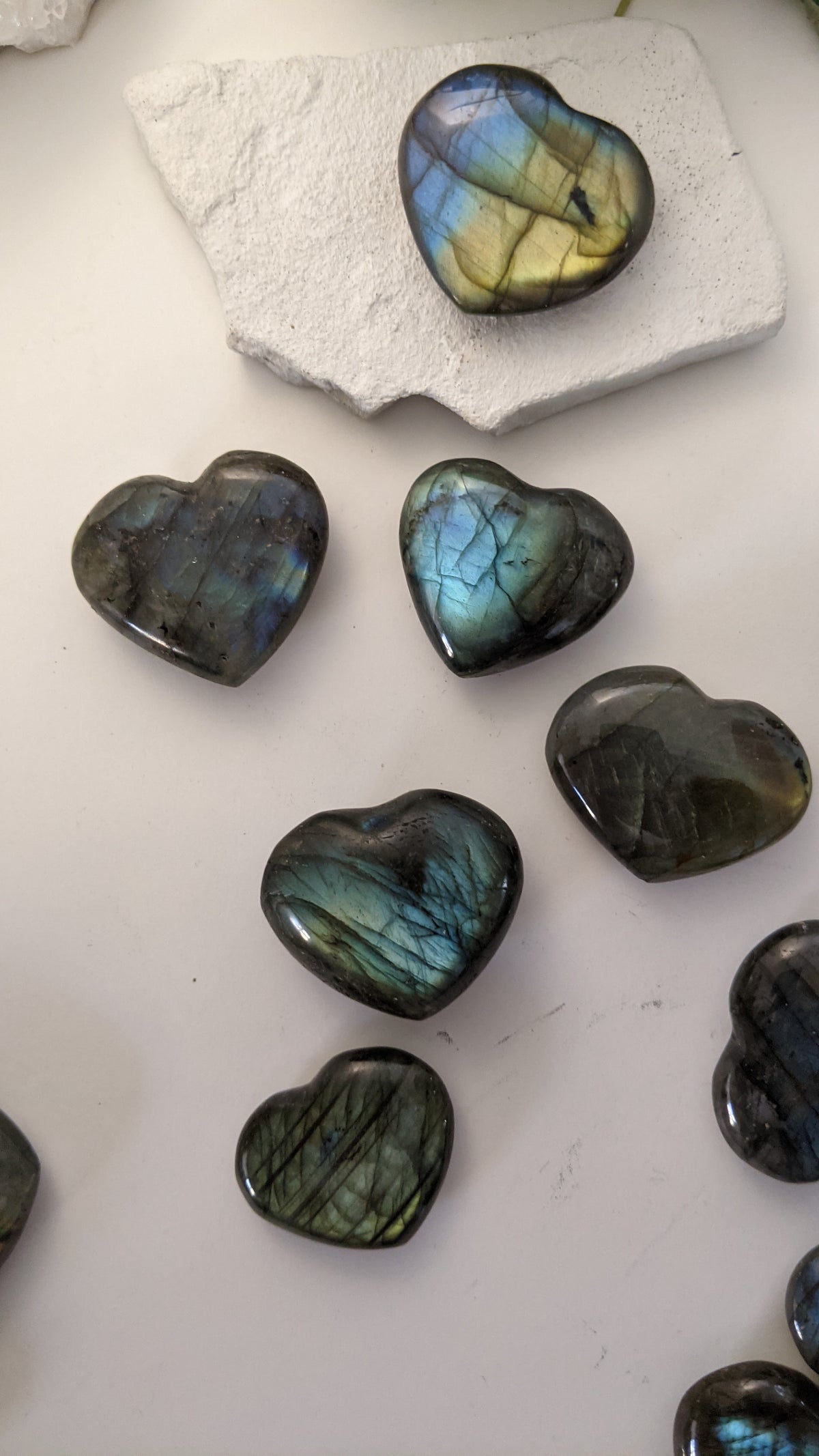 Natural Labradorite Heart - Polished Chakra Crystal, Reiki Healing Stone Gift