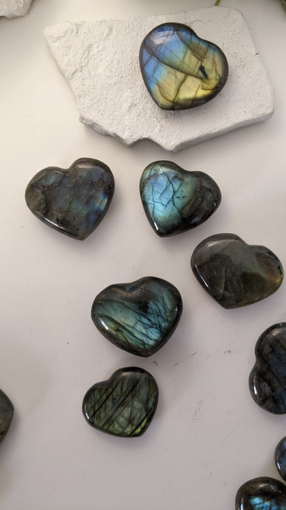 Labradorite Heart Stone| Healing Crystals | Chakra Stones | Worry Stone | Palm Stone | Heart Stone | Crystal Gifts