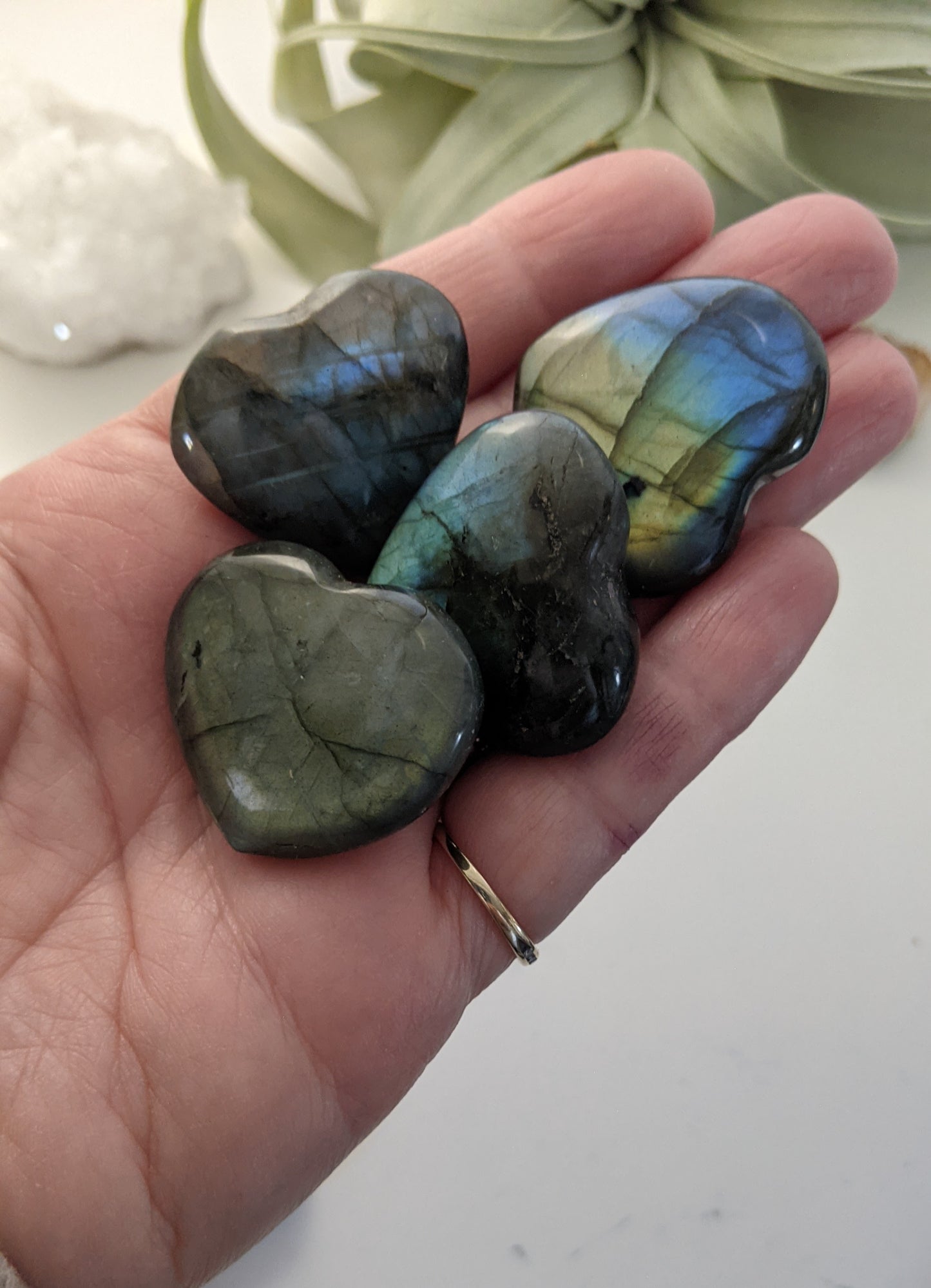 Labradorite Heart Stone| Healing Crystals | Chakra Stones | Worry Stone | Palm Stone | Heart Stone | Crystal Gifts