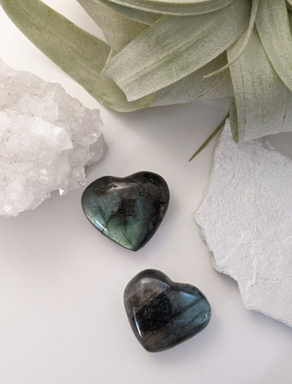 Labradorite Heart Stone| Healing Crystals | Chakra Stones | Worry Stone | Palm Stone | Heart Stone | Crystal Gifts