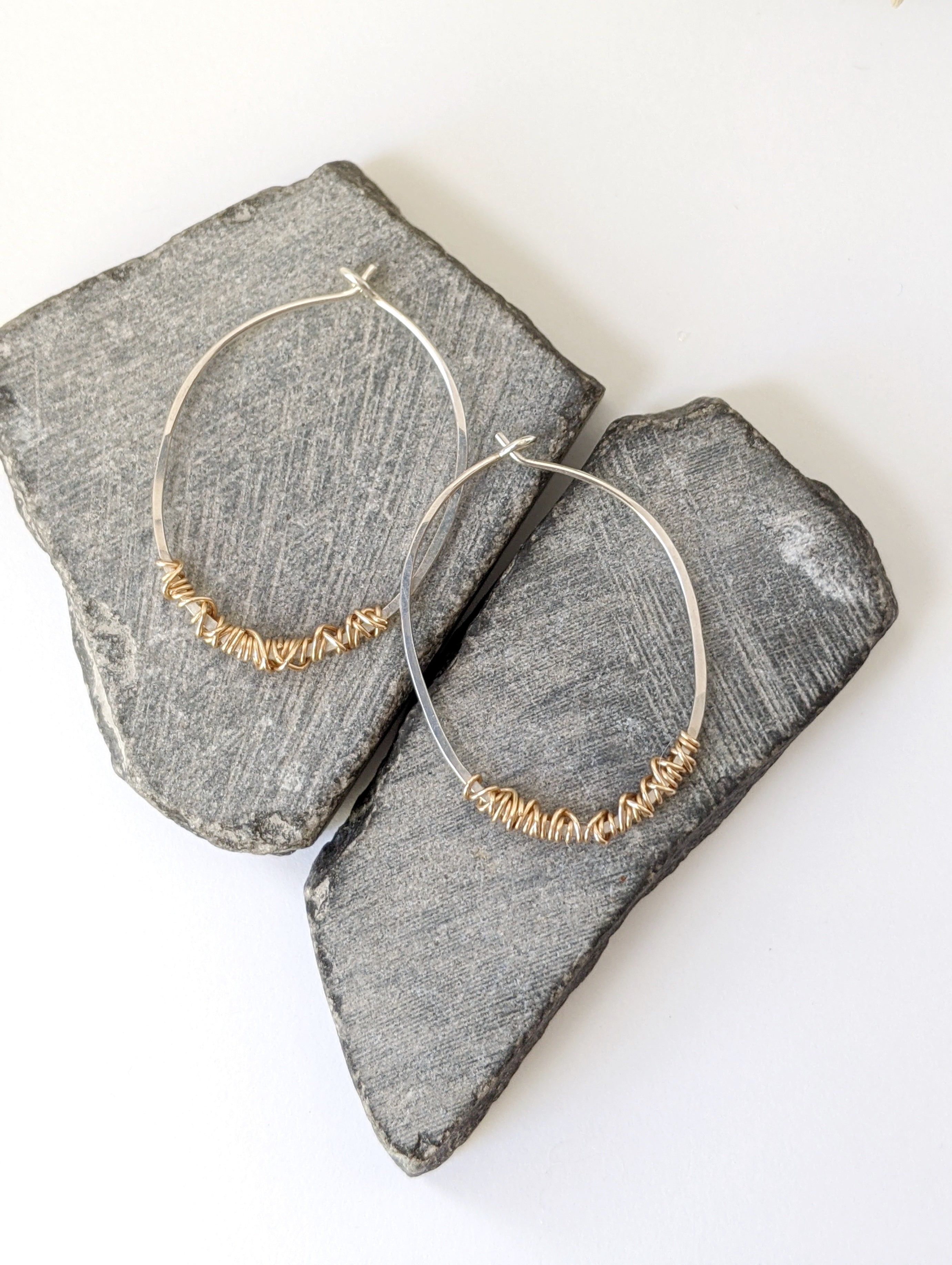 rachel_dawn_designs_silver_oval_hoop_and_gold_wrap_earrings