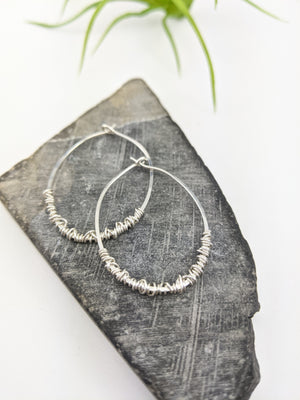 Silver Oval Wrap Hoops