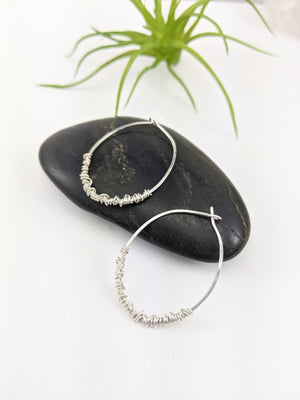 Silver Oval Wrap Hoops