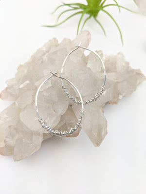 Silver Oval Wrap Hoops