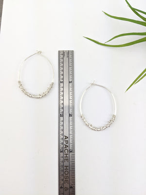 Silver Oval Wrap Hoops