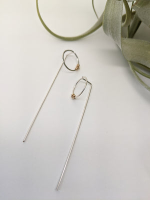 Sterling Silver and Gold Wrapped Hoop Post Earrings