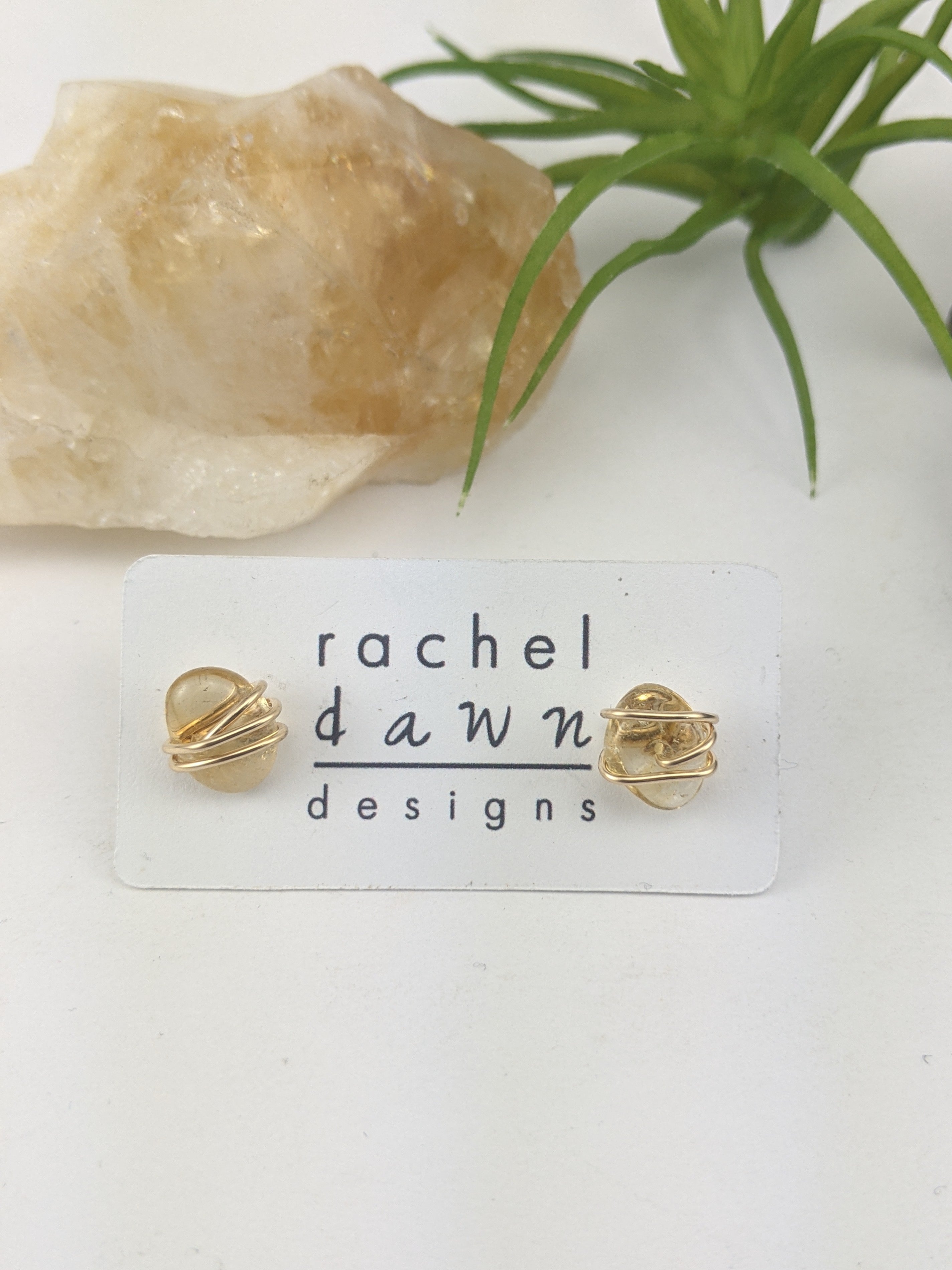 Gold Citrine Stud Earrings| Modern Earrings | Gemstone Posts | Gold Studs | Birthstone Earrings | Minimalist Earrings | Crystal Jewelry