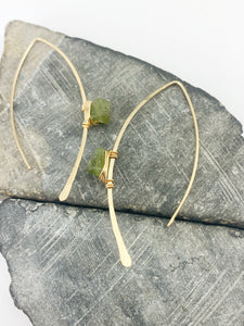 Raw Peridot Threader Earrings