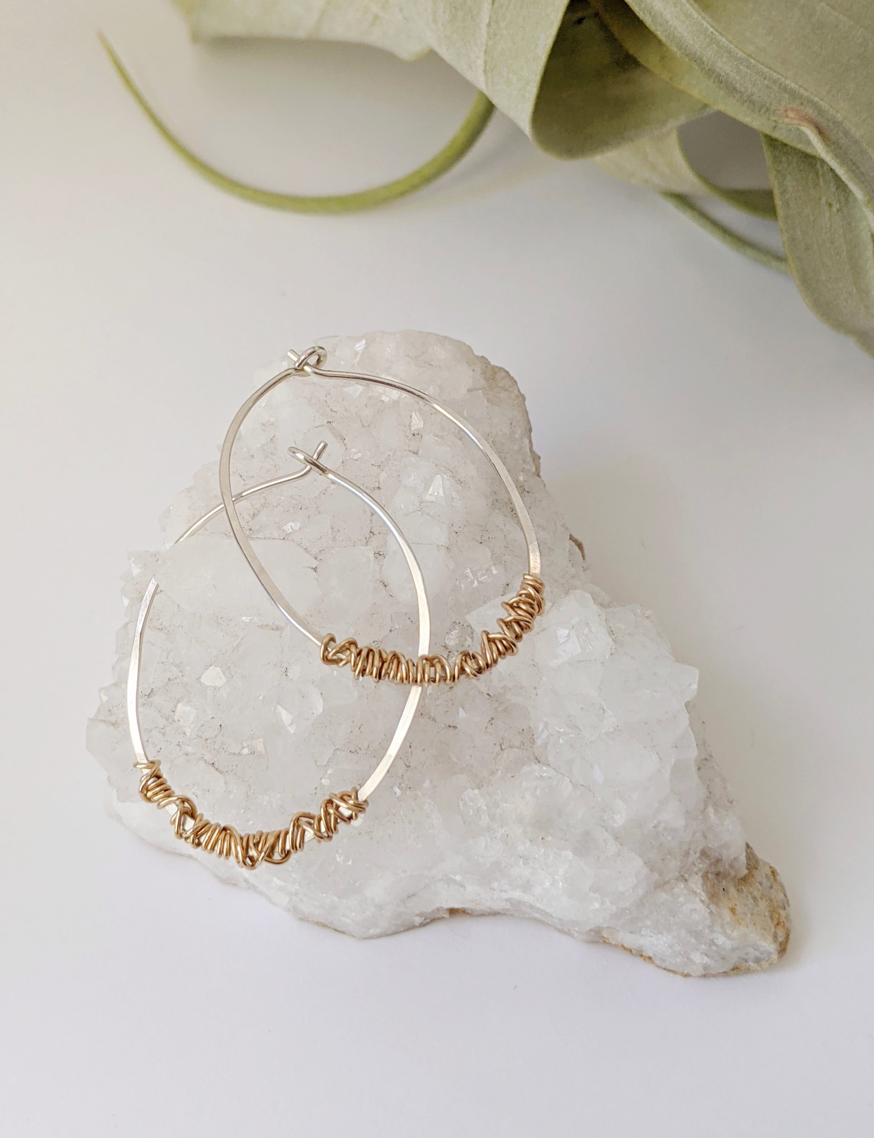 rachel_dawn_designs_silver_oval_hoop_and_gold_wrap_earrings