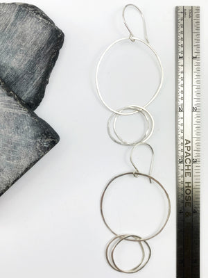 Sterling Silver Double Bubble Interlocking Circle Earrings