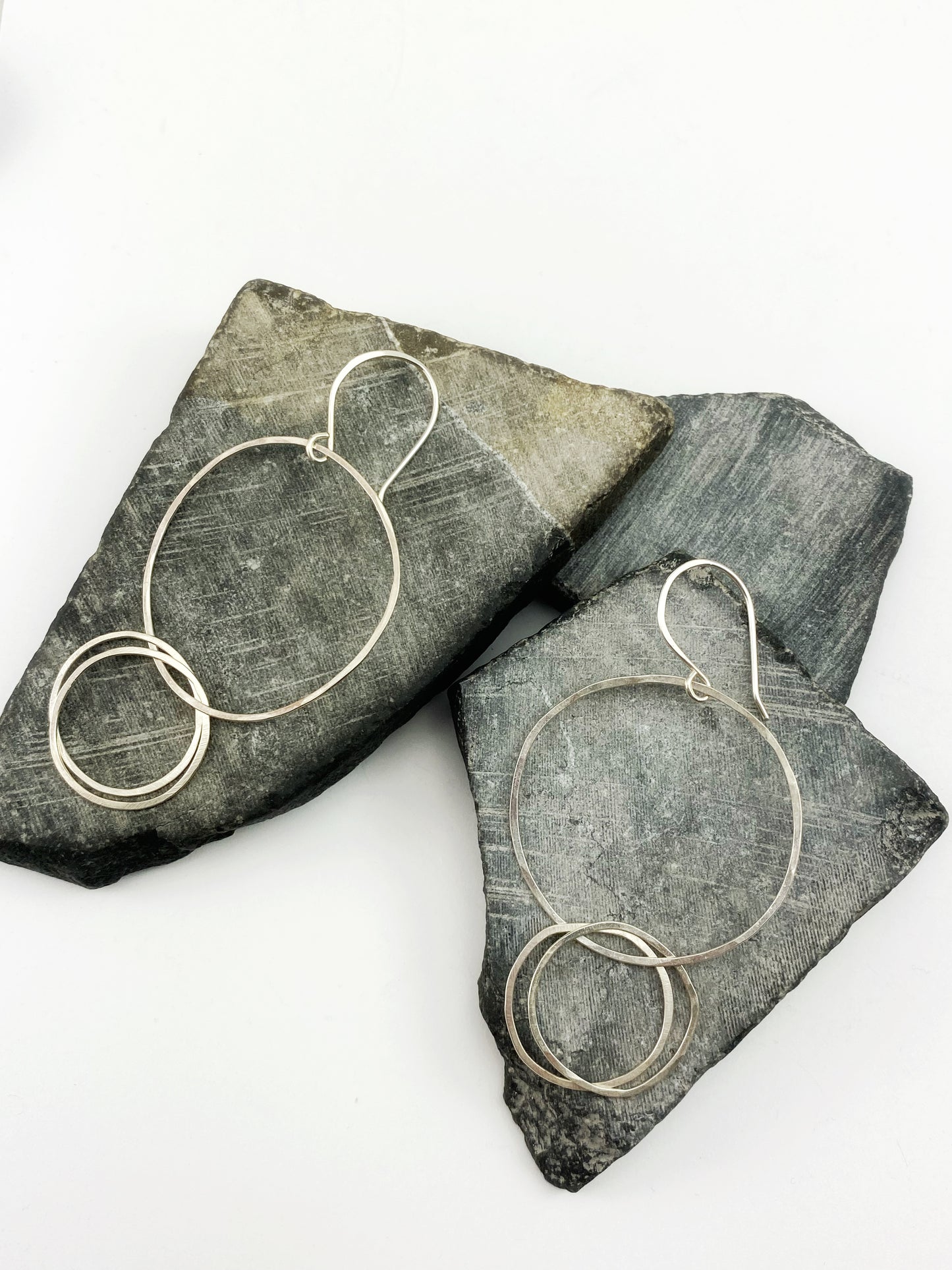 Silver Double Bubble Interlocking Circle Earrings | Linked Circle Earrings | Statement Earrings | Hoop Earrings | Silver Boho Earrings | Festival Earrings | Interlocked Circle Earrings