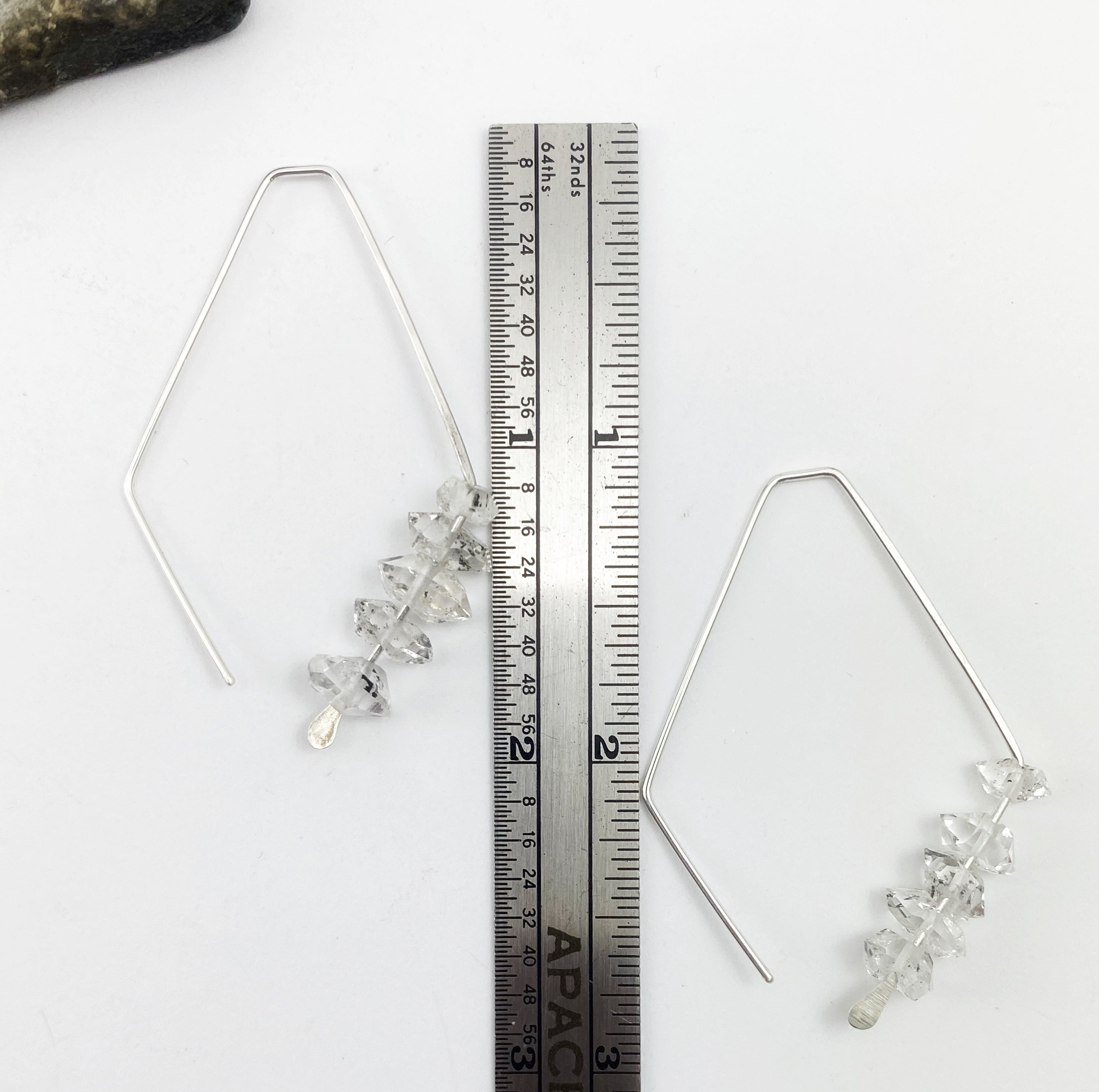 Sterling Silver Open Kite Earrings with Herkimer Diamonds