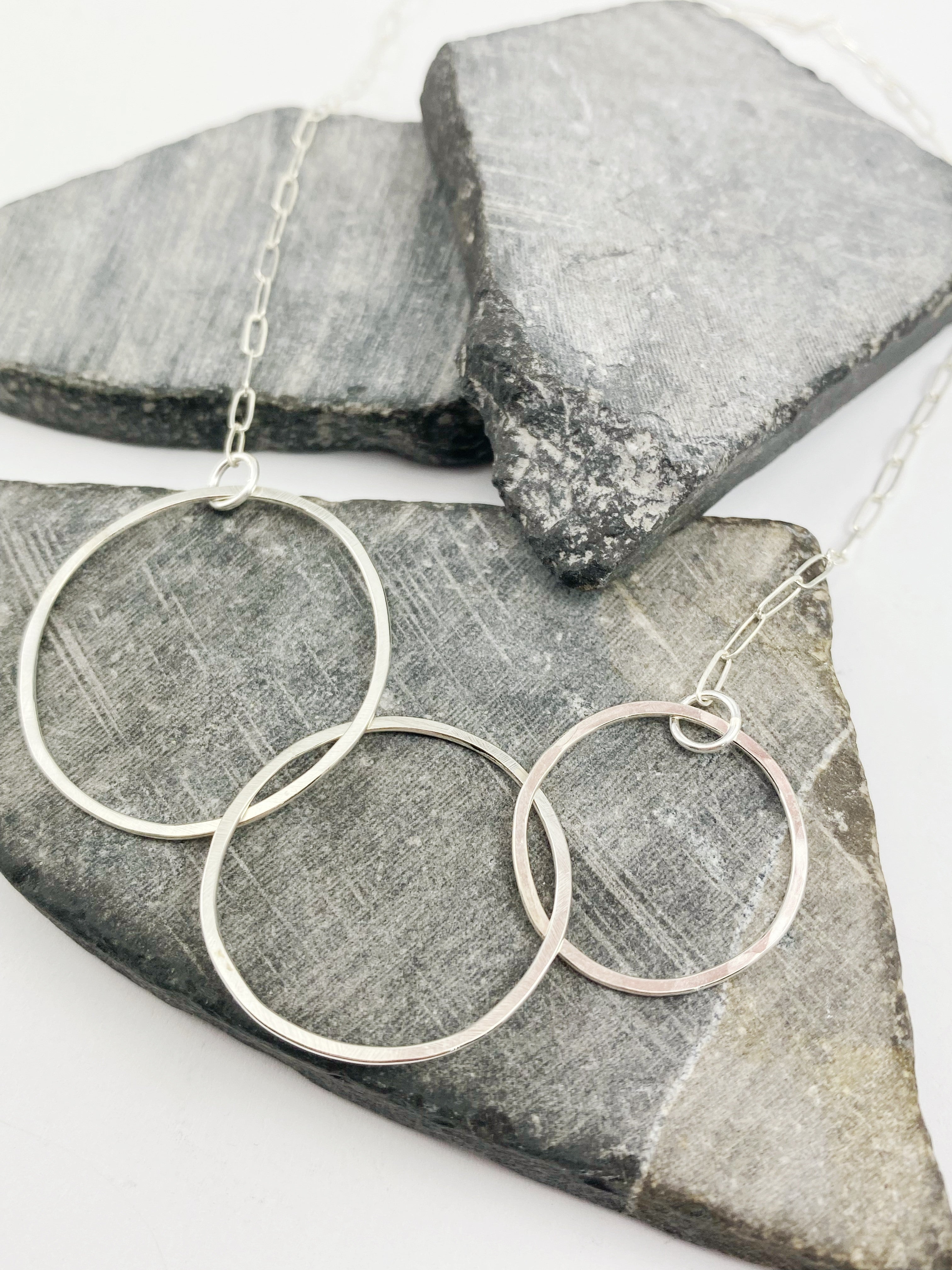 Sterling Silver Triple Nested Hoop Necklace