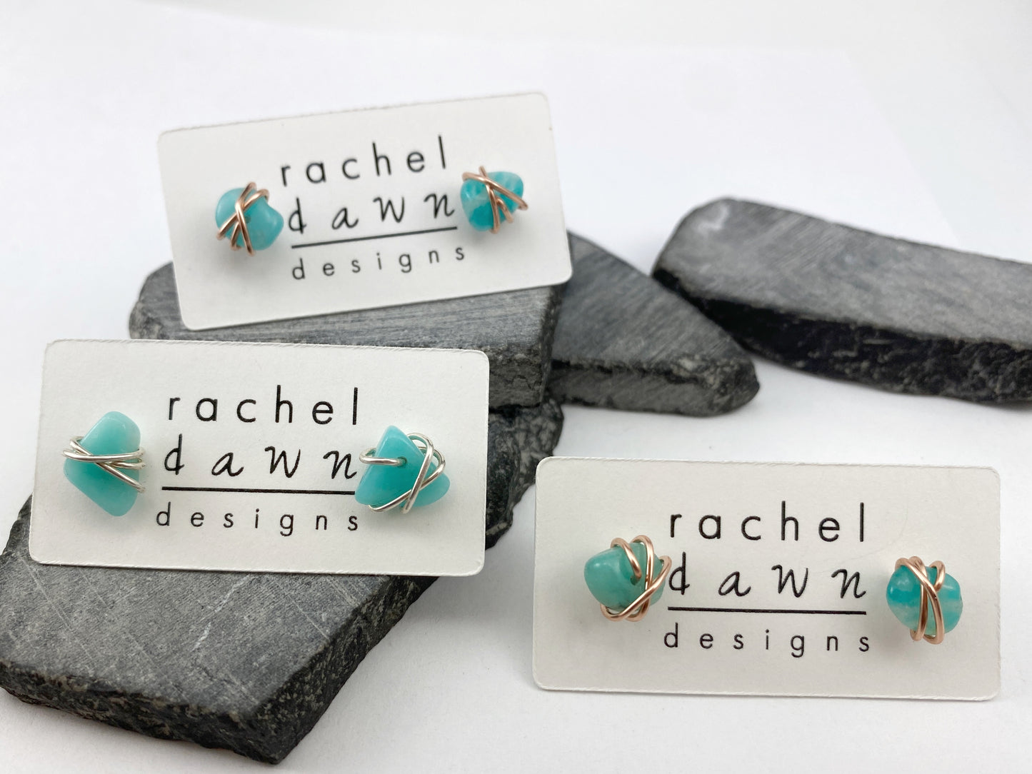 Silver Amazonite Stud Earrings| Modern Earrings | Gemstone Posts | Silver Studs | Birthstone Earrings | Minimalist Earrings | Crystal Jewelry