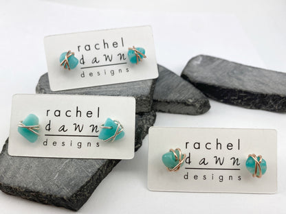 Silver Amazonite Stud Earrings| Modern Earrings | Gemstone Posts | Silver Studs | Birthstone Earrings | Minimalist Earrings | Crystal Jewelry