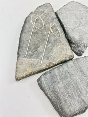 Sterling Silver and Gold Wrapped Hoop Post Earrings