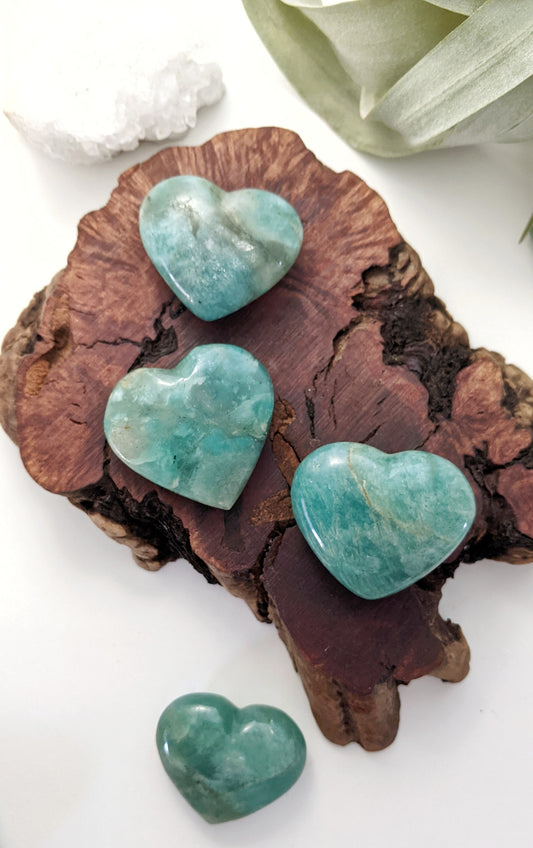 Amazonite Stone Heart| Healing Crystals | Chakra Stones | Worry Stone | Palm Stone | Heart Stone | Crystal Gifts