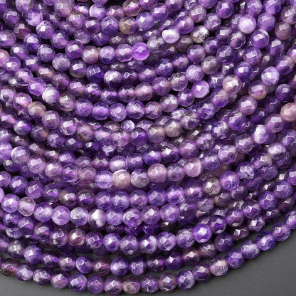 strings of genuine amethyst beads, faceted for birthstone jewelry
