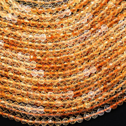 Close-up of citrine beads on a black background