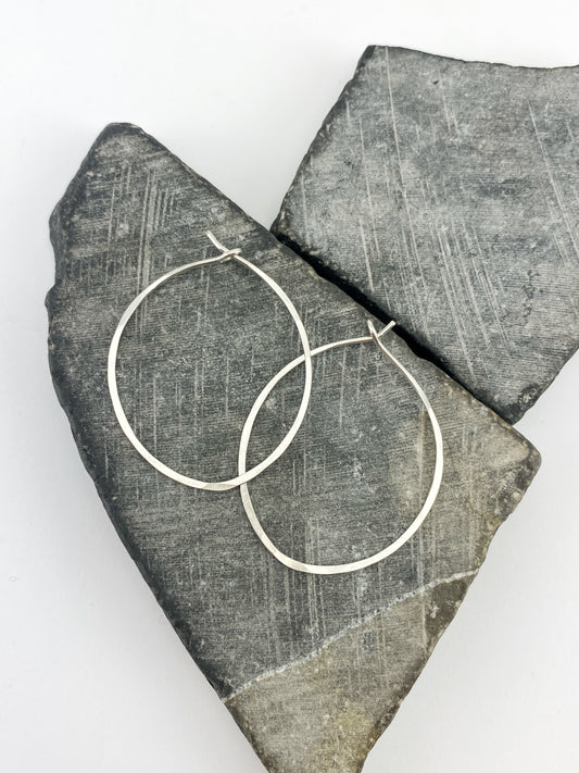 Silver Oval Hoops