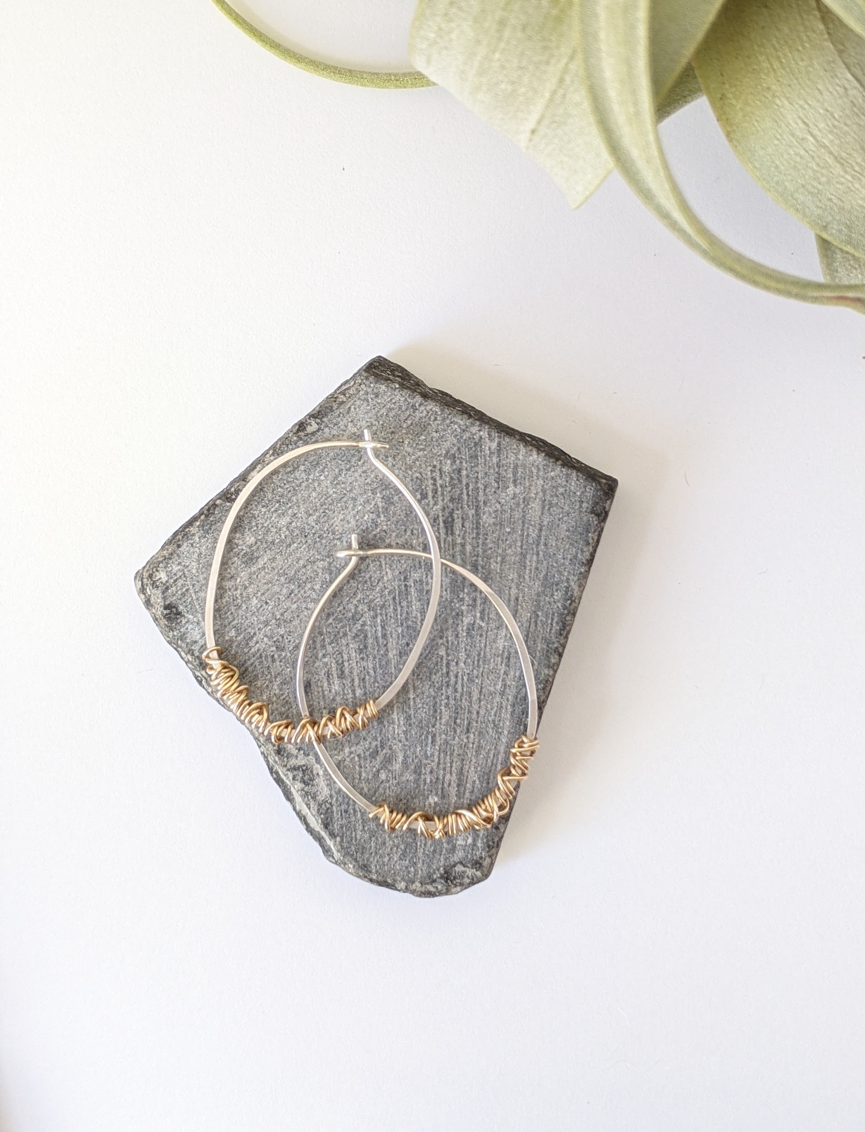 rachel_dawn_designs_silver_oval_hoop_and_gold_wrap_earrings