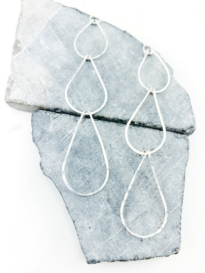 Silver Triple Teardrop Earrings | Waterfall Earrings | Silver Boho Earrings | Sterling Silver