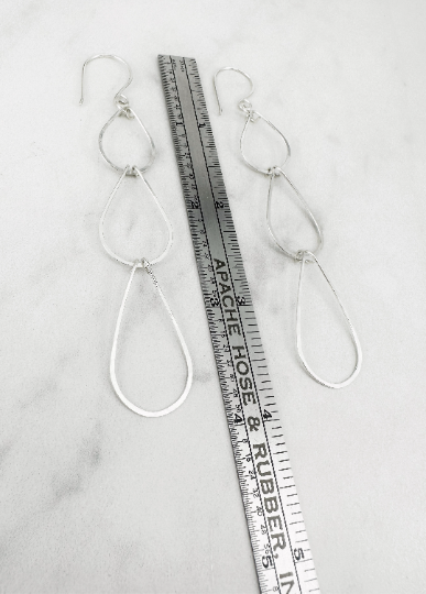 Silver Triple Teardrop Earrings | Waterfall Earrings | Silver Boho Earrings | Sterling Silver