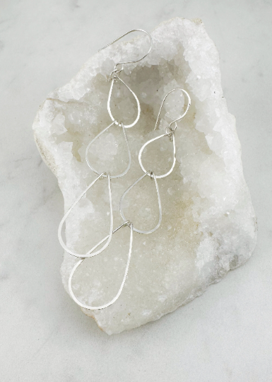 Silver Triple Teardrop Earrings | Waterfall Earrings | Silver Boho Earrings | Sterling Silver