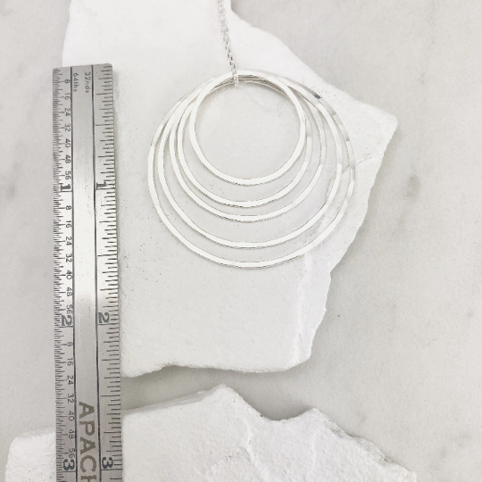 Silver Hammered Five Circle Necklace | Karma Necklace | Circle Pendant | Hammered Circle Necklace | Family Necklace | Generations Necklace | Mother Necklace