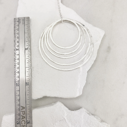 Silver Hammered Five Circle Necklace | Karma Necklace | Circle Pendant | Hammered Circle Necklace | Family Necklace | Generations Necklace | Mother Necklace