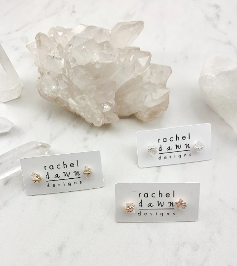 Silver Herkimer Diamond Stud Earrings | Minimalist Post Earrings | Post Earring | Raw Stone | Gold Stud Earring | April Birthstone | Birthstone Earrings | Boho Stud Earrings