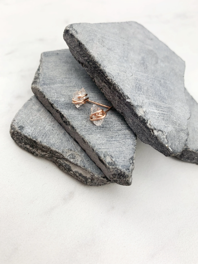 Rachel_dawn_designs_earrings_Studs_Herkimer_Diamond_earrings_rose_gold_wrapped