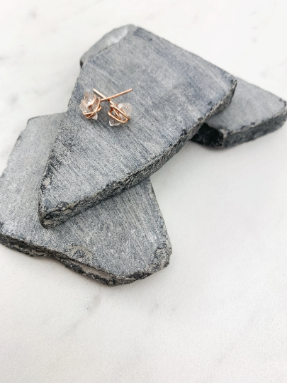 Rachel_dawn_designs_earrings_Studs_Herkimer_Diamond_earrings_rose_gold_wrapped
