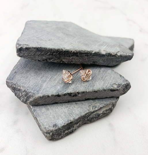 Rachel_dawn_designs_earrings_Studs_Herkimer_Diamond_earrings_rose_gold_wrapped