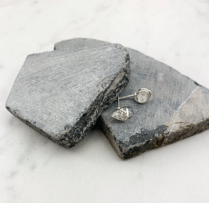 Silver Herkimer Diamond Stud Earrings | Minimalist Post Earrings | Post Earring | Raw Stone | Gold Stud Earring | April Birthstone | Birthstone Earrings | Boho Stud Earrings