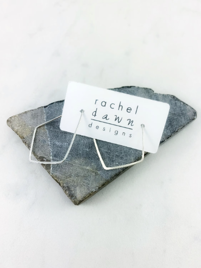 Silver Hammered Kite Earrings | Geometric Earrings | Minimalist Earrings | Lightweight Jewelry | Hammered Hoops