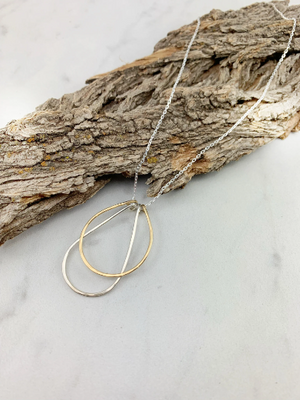 Yellow Gold & Sterling Silver Arches Necklace on Silver Chain