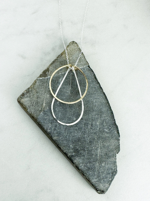 Yellow Gold & Sterling Silver Arches Necklace on Silver Chain