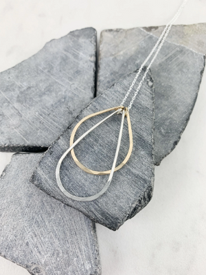Yellow Gold & Sterling Silver Arches Necklace on Silver Chain