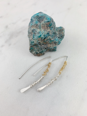 Silver Hammered Mixed Metal Boho Threader Earrings
