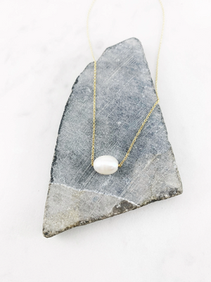 Gold Floating Pearl Necklace