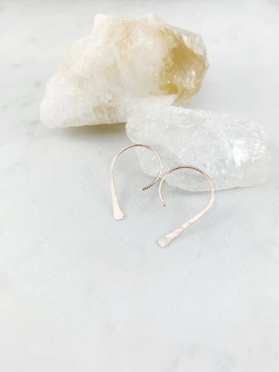 Hammered Rose Gold Arch Earrings
