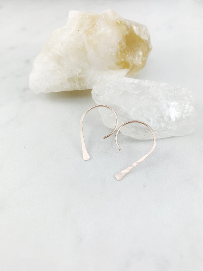 Rose Gold Arch Earrings | Dainty Earrings | Rose Gold Boho Earrings | Rose Gold Hoops | Arch Hoops | Simple Earrings | Open Hoops | Minimalist Earrings