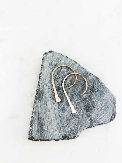 Hammered Rose Gold Arch Earrings